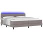 Preview: Boxspringbett mit LED-Lichtleisten Taupe 200 x 200 cm Stoff