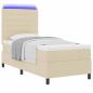 Preview: Boxspringbett mit Matratze mit LED Creme 90 x 190 cm Stoff
