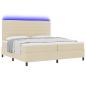 Preview: Boxspringbett mit Matratze mit LED Creme 200 x 200 cm Stoff