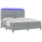 Preview: Boxspringbett mit LED-Lichtleisten Hellgrau 200 x 200 cm Stoff