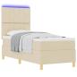 Preview: LED Boxspringbett mit Kopfteil Creme 80 x 200 cm Stoff