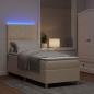 Preview: LED Boxspringbett mit Kopfteil Creme 80 x 200 cm Stoff