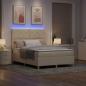 Preview: LED Boxspringbett mit Kopfteil Creme 160 x 200 cm Stoff