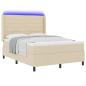 Preview: LED Boxspringbett mit Matratze Creme 160 x 200 cm Stoff