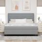 Preview: LED Boxspringbett mit Matratze Hellgrau 180 x 200 cm Stoff