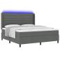 Preview: LED Boxspringbett mit Matratze Dunkelgrau 180 x 200 cm Stoff