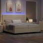 Preview: LED Boxspringbett mit Matratze Creme 200 x 200 cm Stoff