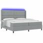 Preview: LED Boxspringbett mit Kopfteil Hellgrau 200 x 200 cm Stoff