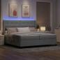 Preview: LED Boxspringbett mit Kopfteil Hellgrau 200 x 200 cm Stoff