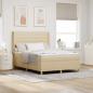 Preview: ARDEBO.de - Boxspringbett mit LED-Lichtleisten Creme 160 x 200 cm Stoff