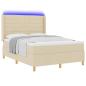 Preview: Boxspringbett mit LED-Lichtleisten Creme 160 x 200 cm Stoff
