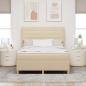 Preview: Boxspringbett mit LED-Lichtleisten Creme 160 x 200 cm Stoff