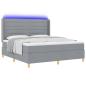 Preview: Boxspringbett mit LED-Lichtleisten Hellgrau 180 x 200 cm Stoff