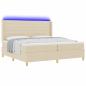 Preview: Boxspringbett mit Matratze mit LED Creme 200 x 200 cm Stoff