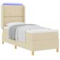 Preview: Boxspringbett mit LED-Lichtleisten Creme 80 x 200 cm Stoff