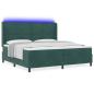 Preview: Boxspringbett mit LED-Lichtleisten Dunkelgrün 200 x 200 cm Samt