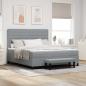 Preview: ARDEBO.de - Boxspringbett mit Kopfteil Hellgrau 180 x 200 cm Stoff