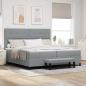Preview: ARDEBO.de - Boxspringbett mit Kopfteil Hellgrau 200 x 200 cm Stoff