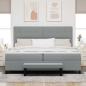 Preview: Boxspringbett mit Kopfteil Hellgrau 200 x 200 cm Stoff