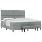 Preview: Boxspringbett mit Kopfteil Hellgrau 200 x 200 cm Stoff