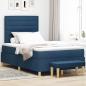 Preview: ARDEBO.de - Boxspringbett mit Kissen mit Kopfteil Blau 190 x 120 cm Stoff