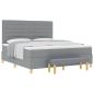 Preview: Boxspringbett mit Kopfteil Hellgrau 200 x 180 cm Stoff