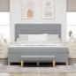 Preview: Boxspringbett mit Kopfteil Hellgrau 200 x 180 cm Stoff
