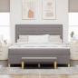 Preview: Boxspringbett mit Kopfteil Taupe 180 x 200 cm Stoff