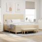 Preview: ARDEBO.de - Boxspringbett mit Kopfteil Creme 200 x 180 cm Stoff