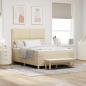 Preview: ARDEBO.de - Boxspringbett mit Kissen mit Kopfteil Creme 200 x 160 cm Stoff