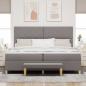 Preview: Boxspringbett mit Kissen mit Kopfteil Taupe 200 x 200 cm Stoff