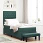 Preview: ARDEBO.de - Boxspringbett mit Kissen Dunkelgrün 200 x 80 cm Samt