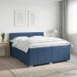 Preview: ARDEBO.de - Boxspringbett mit Matratze mit Kopfteil Blau 200 x 200 cm Stoff