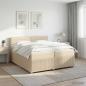 Preview: ARDEBO.de - Boxspringbett mit Matratze Creme 200 x 200 cm Stoff