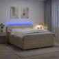 Preview: ARDEBO.de - Boxspringbett mit Matratze Creme 200 x 200 cm Stoff