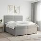Preview: ARDEBO.de - Boxspringbett mit Matratze Hellgrau 200 x 200 cm Stoff