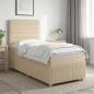 Preview: ARDEBO.de - Boxspringbett mit Matratze mit Kopfteil Creme 80 x 200 cm Stoff