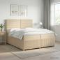 Preview: ARDEBO.de - Boxspringbett mit Matratze Creme 200 x 200 cm Stoff