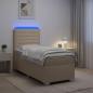 Preview: ARDEBO.de - Boxspringbett mit Matratze Creme 100 x 200 cm Stoff