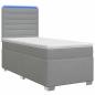 Preview: Boxspringbett mit Matratze und LED Hellgrau 90 x 190 cm Stoff
