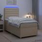 Preview: ARDEBO.de - Boxspringbett mit Matratze mit Kopfteil Creme 80 x 200 cm Stoff