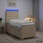 Preview: ARDEBO.de - LED Boxspringbett mit Matratze Creme 80 x 200 cm Stoff