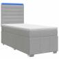 Preview: LED Boxspringbett mit Matratze Hellgrau 90 x 200 cm Stoff