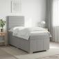 Preview: LED Boxspringbett mit Matratze Hellgrau 90 x 200 cm Stoff