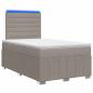 Preview: LED Boxspringbett mit Matratze Taupe 120 x 190 cm Stoff