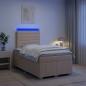 Preview: ARDEBO.de - LED Boxspringbett mit Matratze Creme 120 x 190 cm Stoff