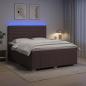 Preview: ARDEBO.de - LED Boxspringbett mit Matratze Dunkelbraun 140 x 200 cm Stoff