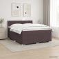 Preview: LED Boxspringbett mit Matratze Dunkelbraun 140 x 200 cm Stoff