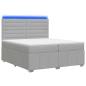 Preview: LED Boxspringbett mit Matratze Hellgrau 200 x 200 cm Stoff