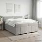 Preview: LED Boxspringbett mit Matratze Hellgrau 200 x 200 cm Stoff